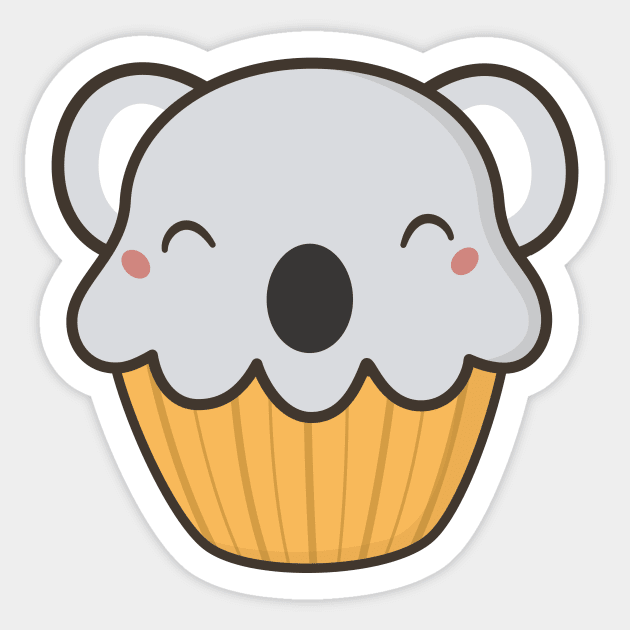 Scrumptious Kawaii Cute Koala Cupcake Sticker by happinessinatee